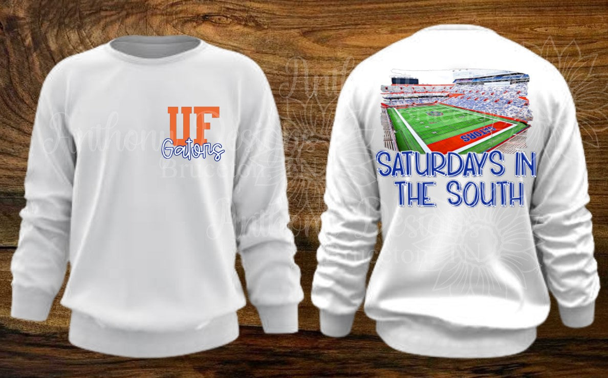 Florida. Saturdays in the South. Blue and Orange. Florida Gators spirit inspired designed shirt