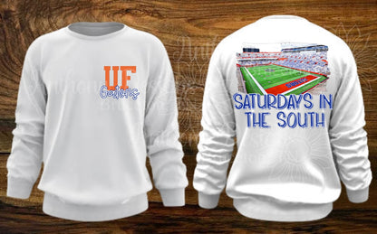 Florida. Saturdays in the South. Blue and Orange. Florida Gators spirit inspired designed shirt