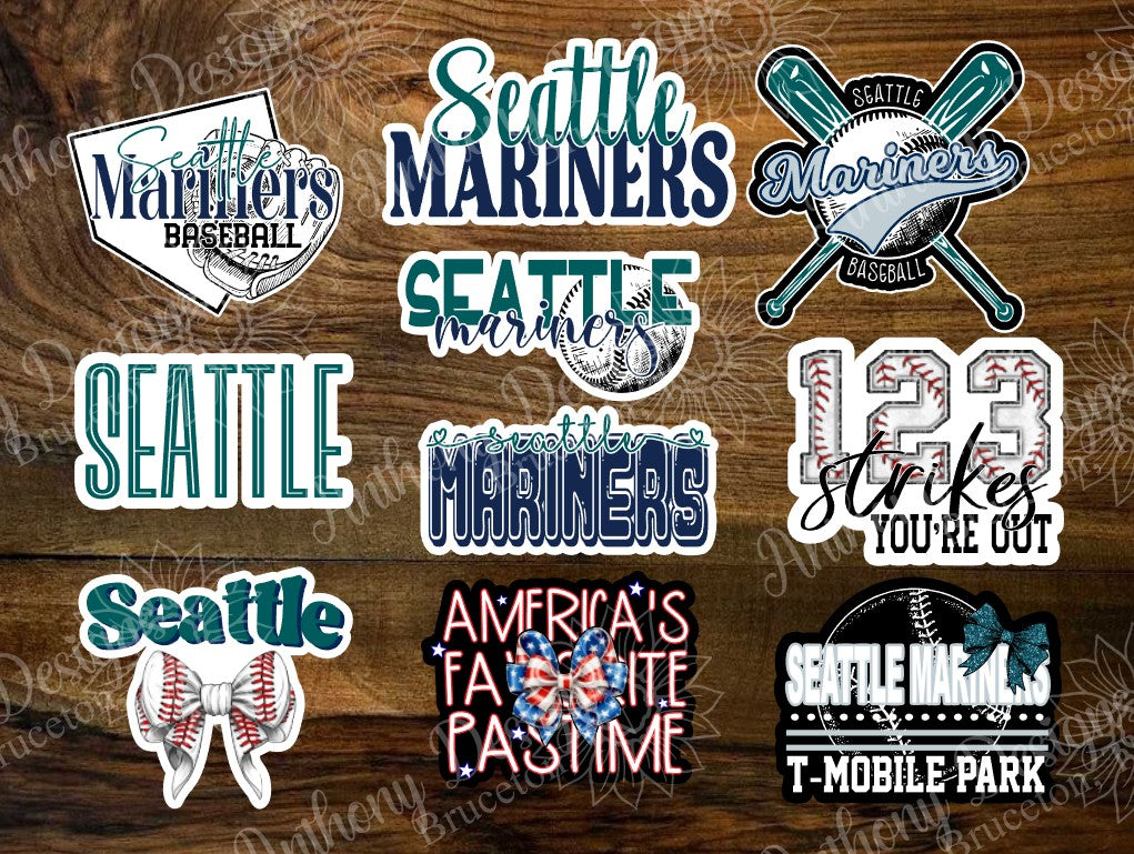 Seattle inspired Baseball Vinyl Stickers