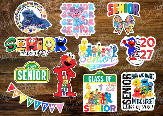 Senior Class of 2027 Vinyl Stickers Sesame Street inspired