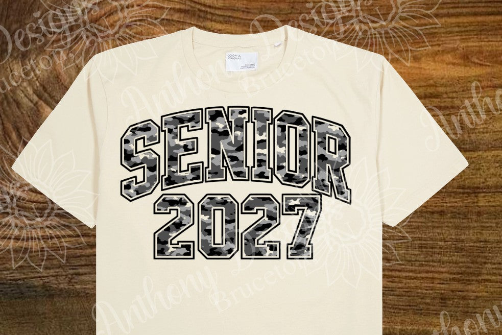 Senior Class of 2027  camo designed shirt