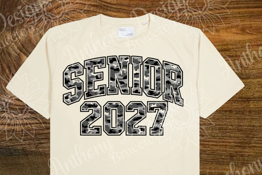 Senior Class of 2027  camo designed shirt
