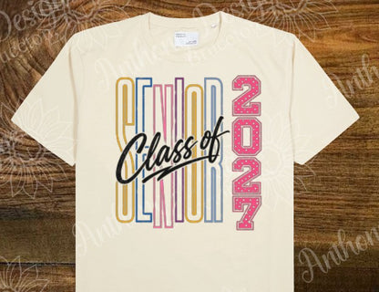 Senior Class of 2027  colorful retro designed shirt