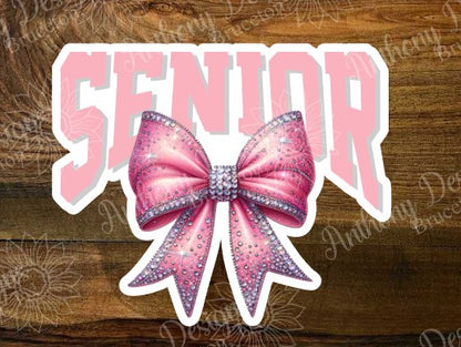 Senior pink coquette bow Vinyl Sticker