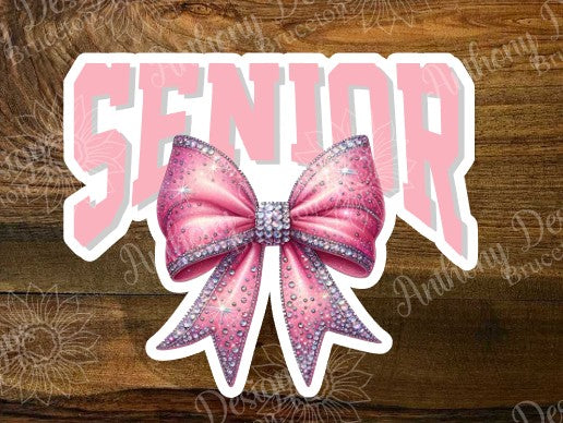 Senior pink coquette bow Vinyl Sticker