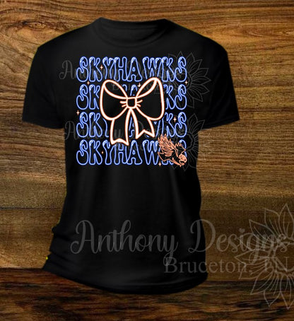 Skyhawks outlined with bow. UT Martin inspired designed shirt
