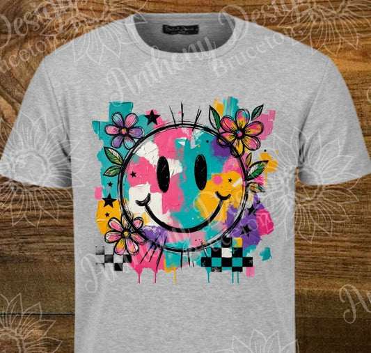 Smiley Face faux paint shirt