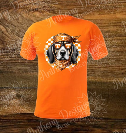 Tennessee. Smokey. Checkered. Orange and White. Tennessee Vols Volunteers spirit inspired designed shirt