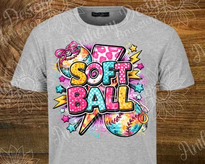 Softball bright with lightning bolt shirt
