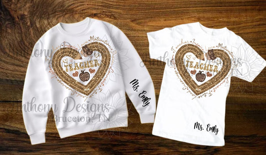 Teacher Equality design shirt  Personalize with Teacher's name.