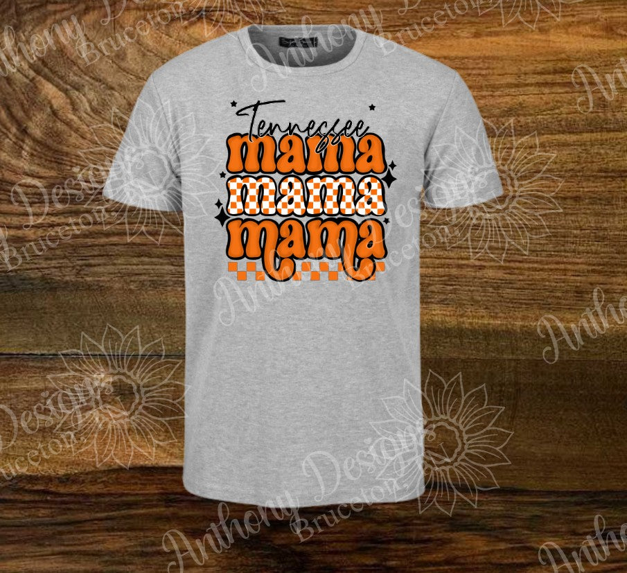 Tennessee Mama shirt  Orange and White checkered