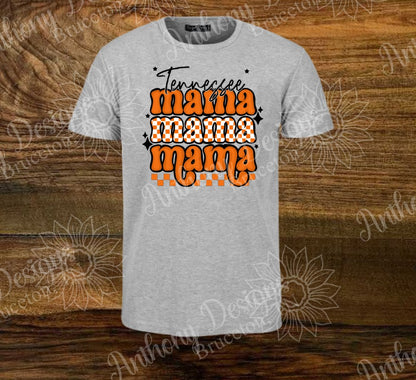 Tennessee Mama shirt  Orange and White checkered