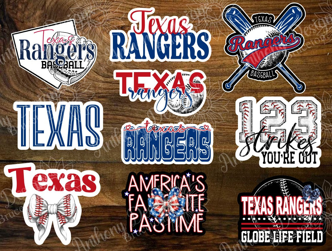 Texas inspired Baseball Vinyl Stickers