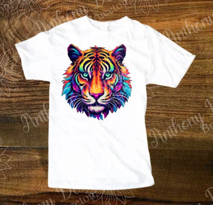 Tiger head Neon brights school spirit inspired designed shirt