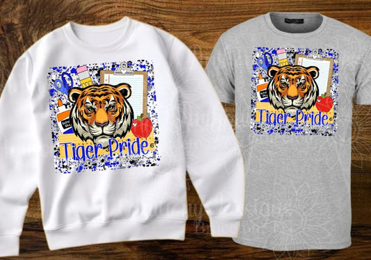Tiger Pride Begins in the Classroom designed shirt  Personalize with your school colors, mascot.