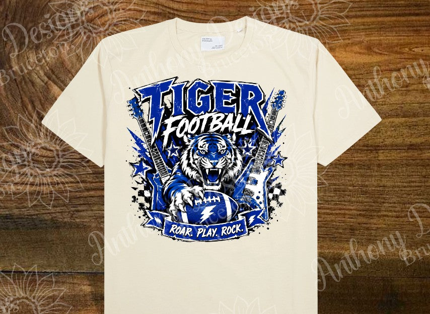Tiger Football rock and roll inspired designed shirt