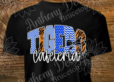 Tigers (school mascot) Cafeteria checkered in school colors designed shirt