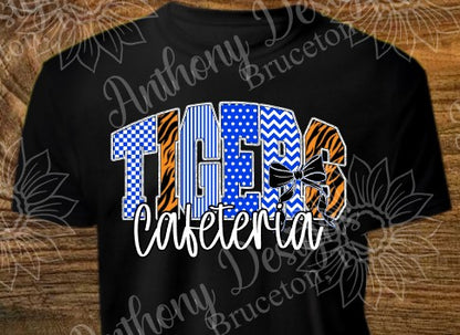 Tigers (school mascot) Cafeteria checkered in school colors designed shirt