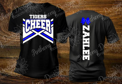 Tigers cheer mascot   With name on back Comfort Color short sleeve tee shirt