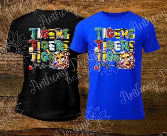 Tigers Pre-K through 12th Grade personalized shirt grade level and mascot