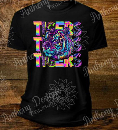 Tigers Neon mascot  school spirit shirt
