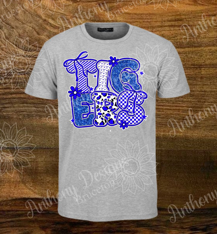 Tigers in school colors design School Spirit shirt