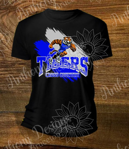 Tigers cross country inspired designed shirt
