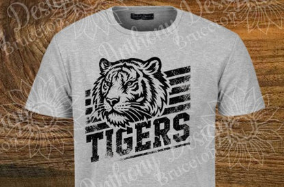 Tigers distressed mascot designed shirt