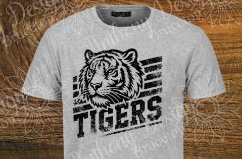 Tigers distressed mascot designed shirt