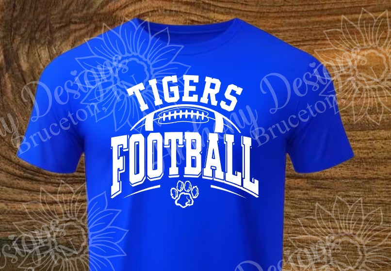 Tigers (school mascot) Football with paw print designed shirt