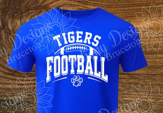Tigers (school mascot) Football with paw print designed shirt