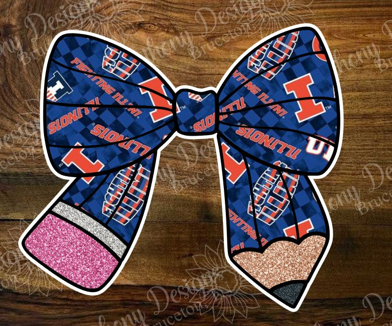 Illinois inspired pencil bow Vinyl Stickers
