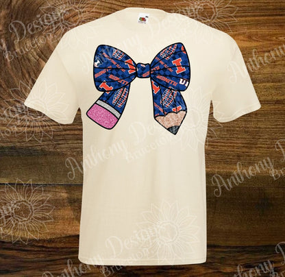 Illinois pencil bow school spirit shirt