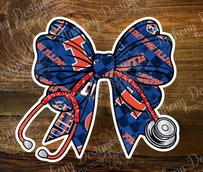 Illinois nurse doctor inspired stethoscope bow Vinyl Stickers