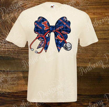 Illinois inspired doctor nurse stethoscope bow school spirit shirt