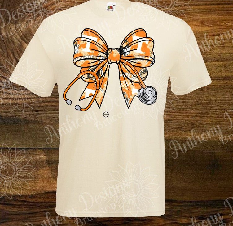 Tennessee inspired doctor nurse stethoscope bow school spirit shirt