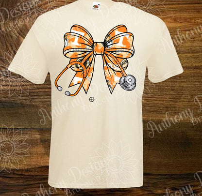 Tennessee inspired doctor nurse stethoscope bow school spirit shirt