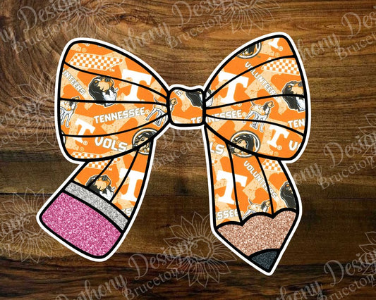 Tennessee teacher student inspired pencil bow Vinyl Stickers