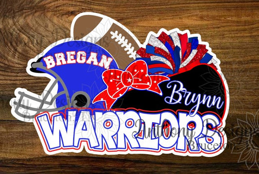 Personalized Cheerleader and Football Player Vinyl Sticker