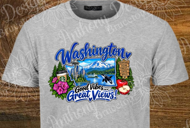 Washington. Good Vibes Great Views. Washington inspired designed shirt