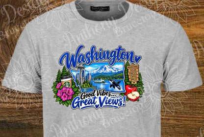 Washington. Good Vibes Great Views. Washington inspired designed shirt