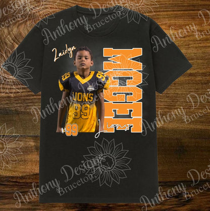 Personalized Football Player shirt  football photo school spirit inspired designed shirt