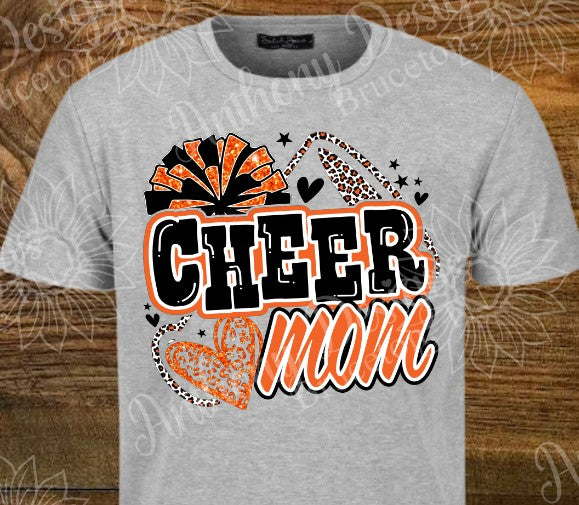 Cheer Mom orange and black  shirt