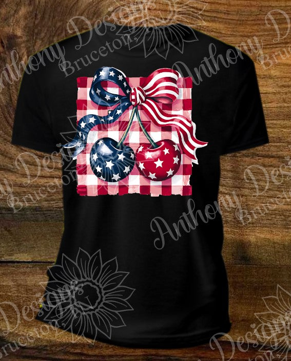 Patriotic Cherry Bow shirt