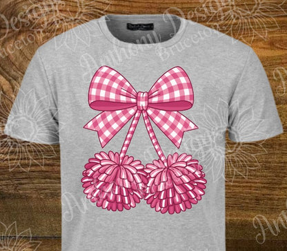 Cheer pink pom pom cherry inspired shirt