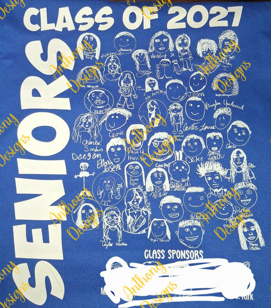 Central High School Class of 2027 student character drawings  shirt