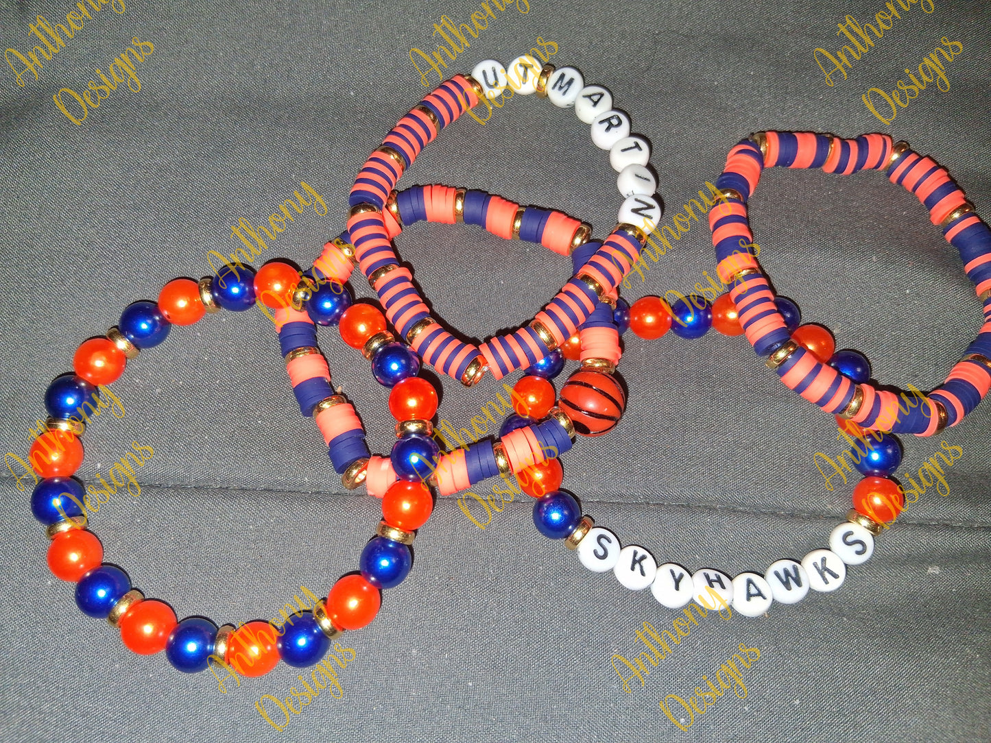 UT Martin Skyhawks basketball stacker set of 5 Bracelets