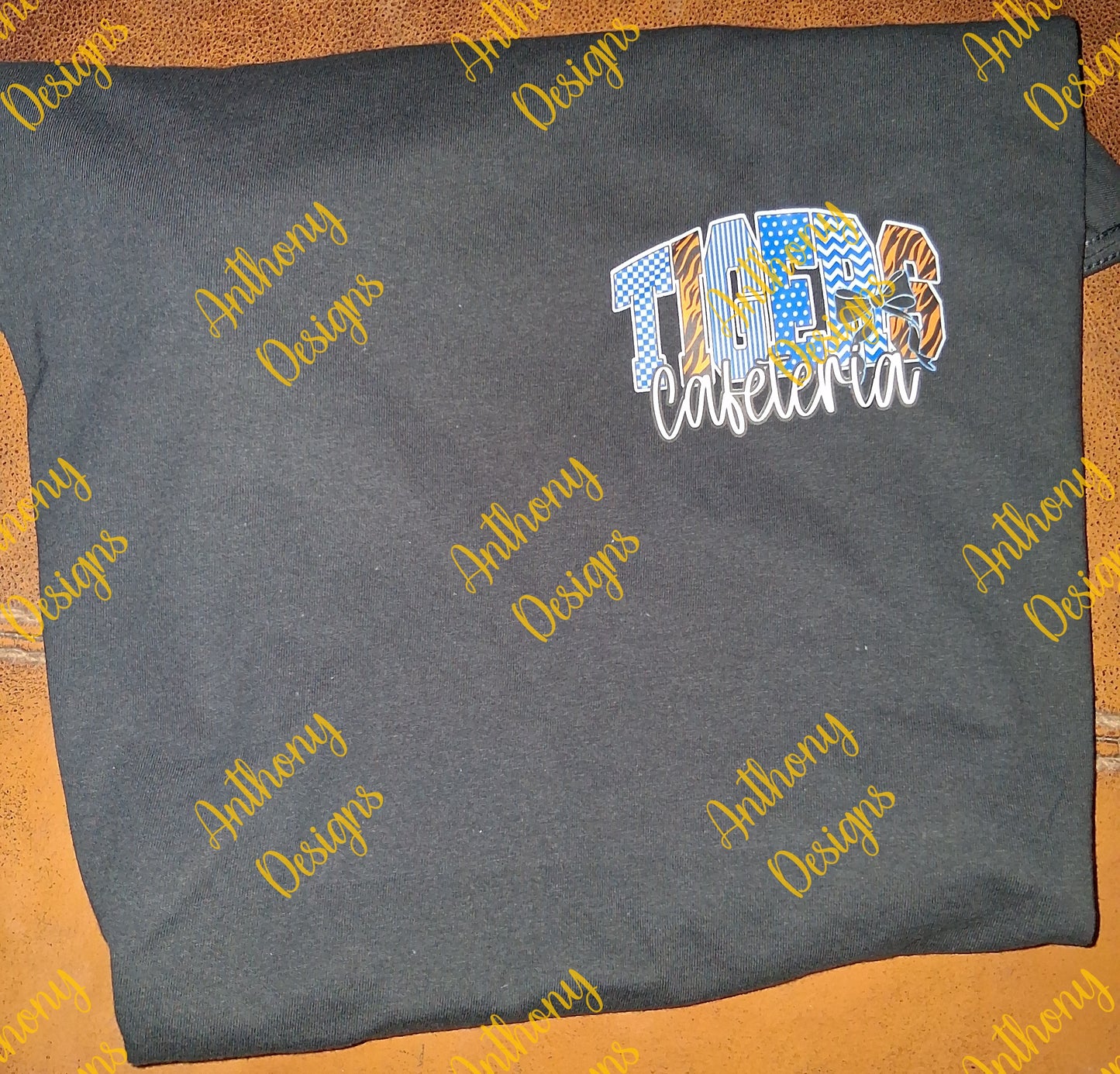 Tigers (school mascot) Cafeteria checkered in school colors designed shirt