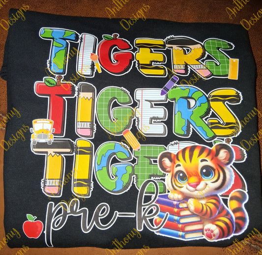Tigers Pre-K through 12th Grade personalized shirt grade level and mascot