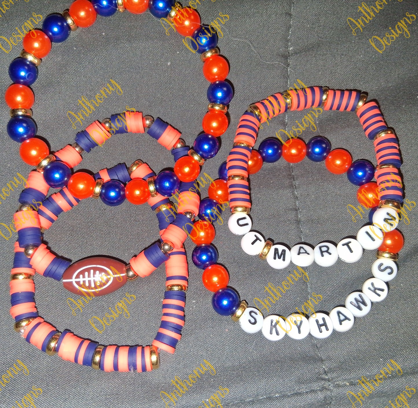 UT Martin Skyhawks football stacker set of 5 Bracelets